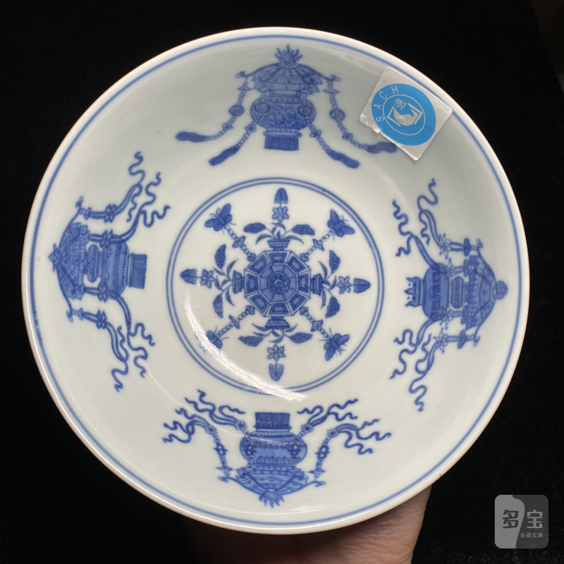 清道光 胭脂红地轧道洋彩开光五谷丰登纹膳碗 - 图16